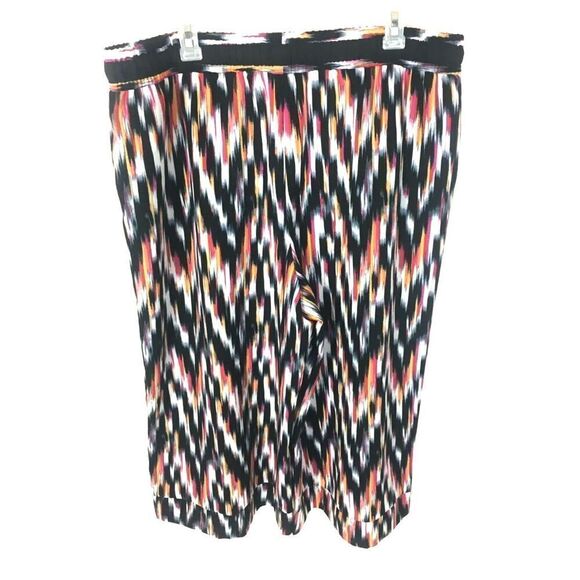 NY Collection Multi Color Printed Drawstring Capri Lounge Pants Stretch XL - Picture 2 of 5